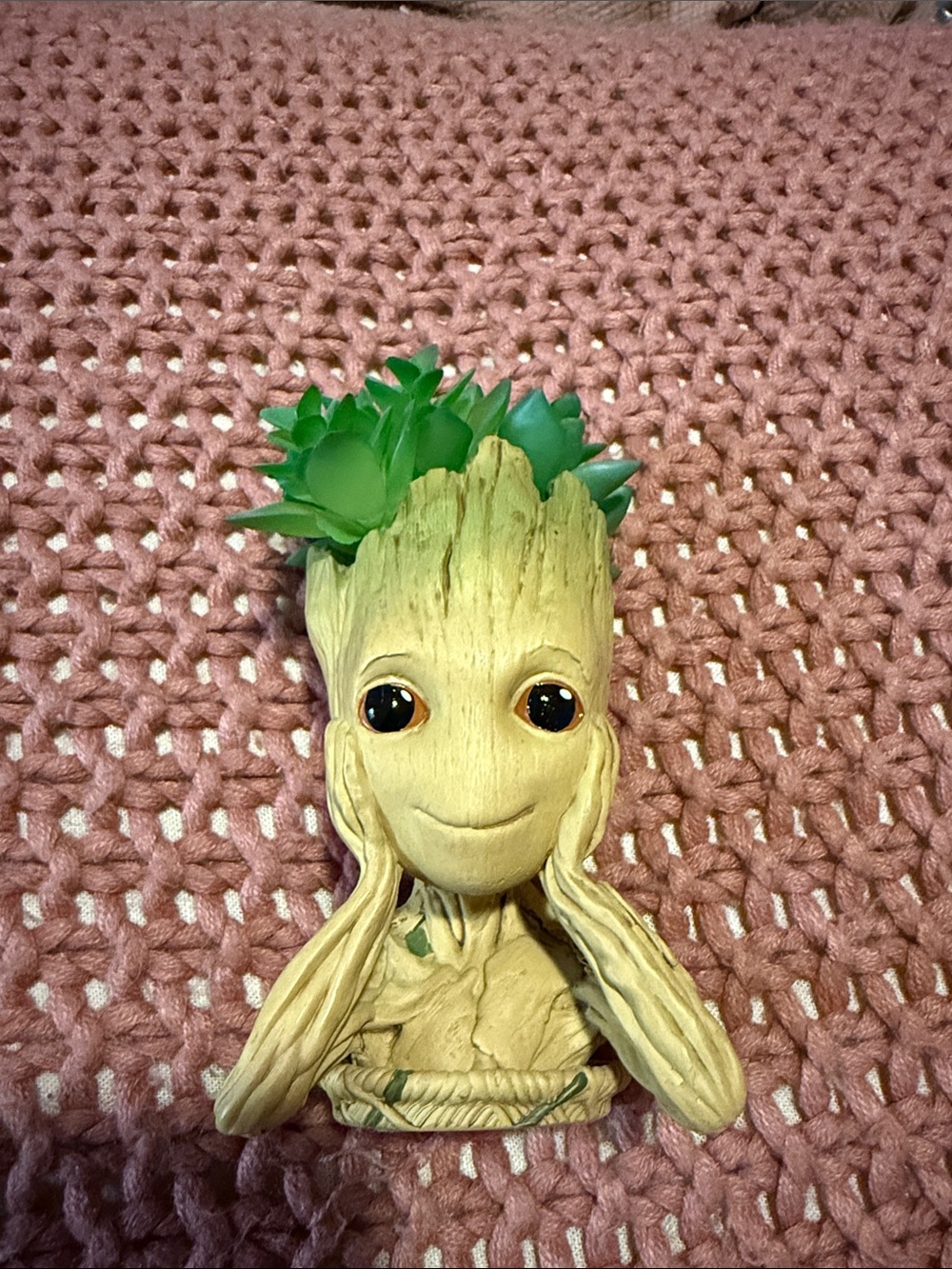 Marvel Baby Groot Planter with Green Succulent Accents
